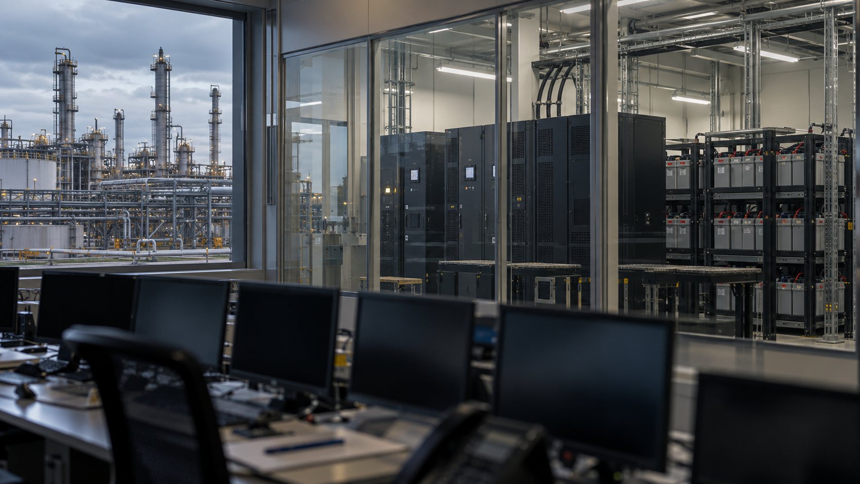 Industrial UPS protecting control systems at a petrochemical processing site