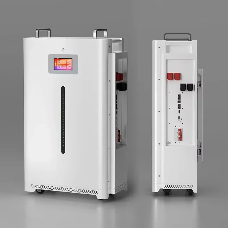 Off-grid lithium battery banks, front and side